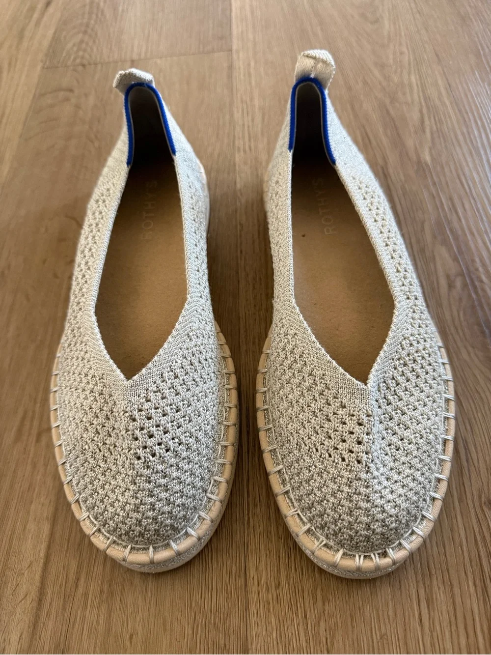 Rothy’s The Diamond Metallic Espadrilles Classic Woven Flats Women’s Size 8.5